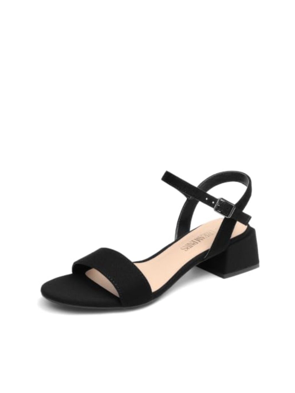 Chunky Low Block Heel Dress Sandals Faux Suede Ankle Strap Round Toe